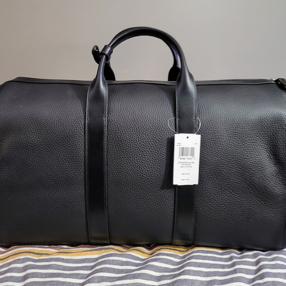 Coach Black Leather Duffel Bag
